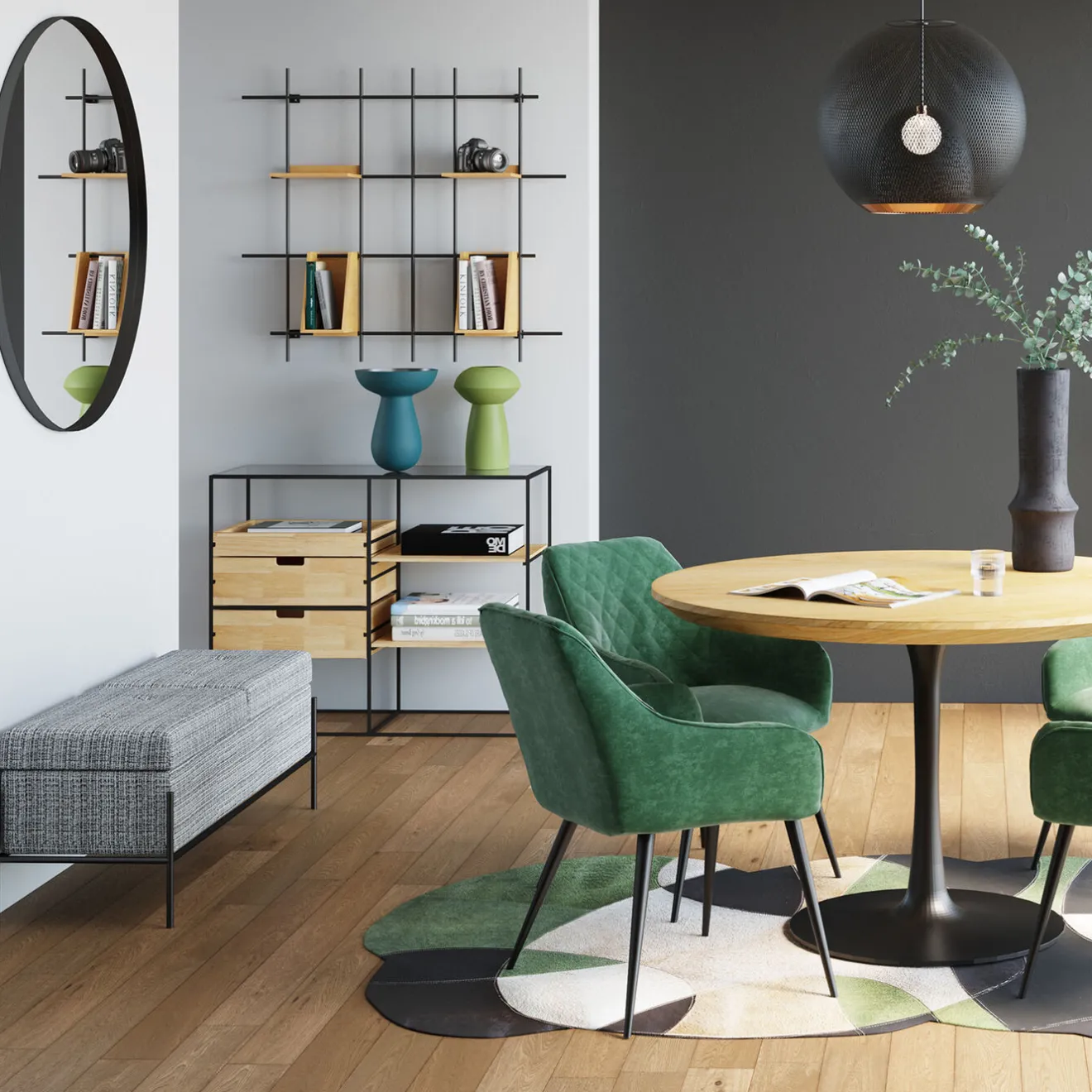 KARE Design Banquettes Rembourrées|Banquette Buttons Storage Noir-Blanc Gm