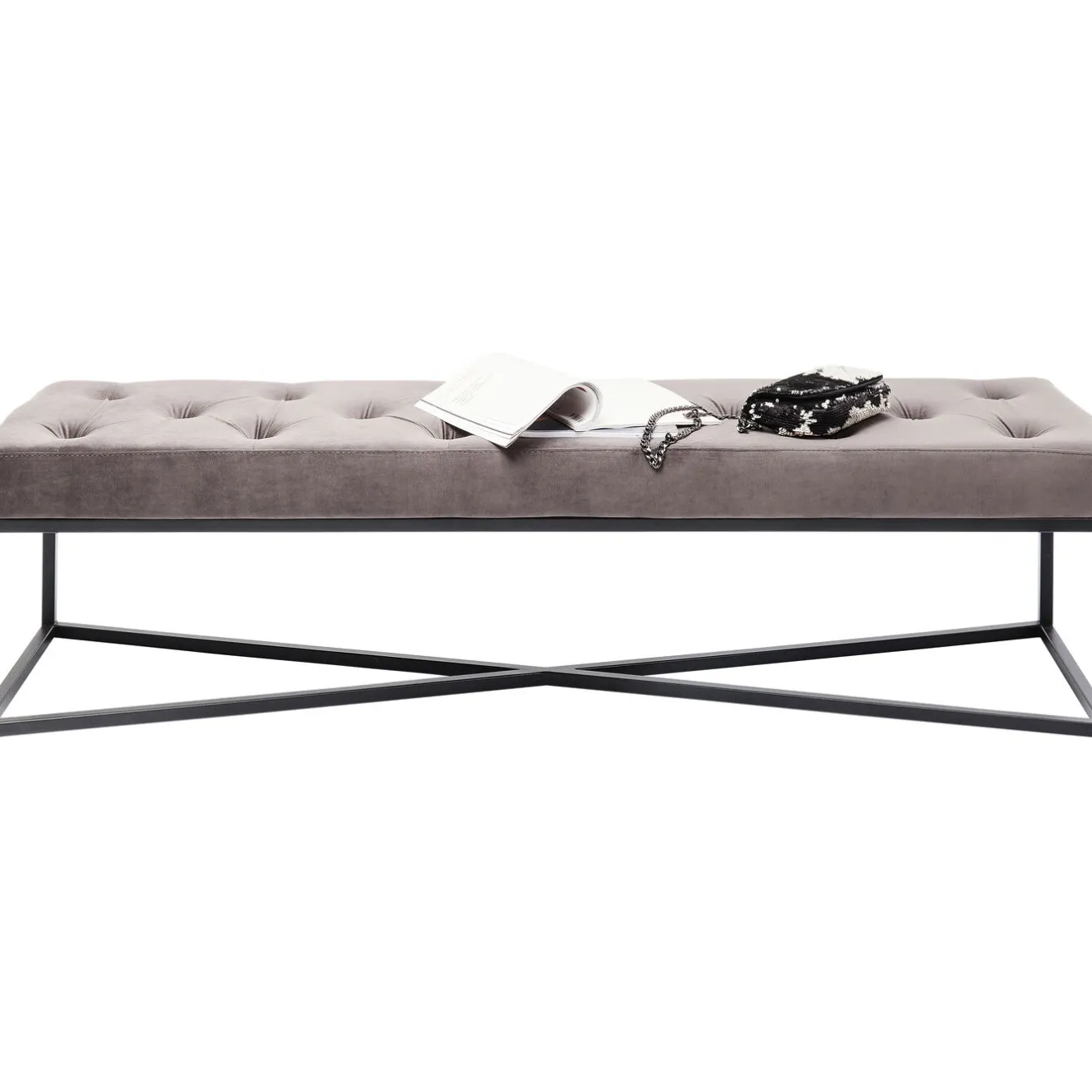 KARE Design Banquettes Rembourrées|Banquette Crossover Gris Noir 150X40Cm