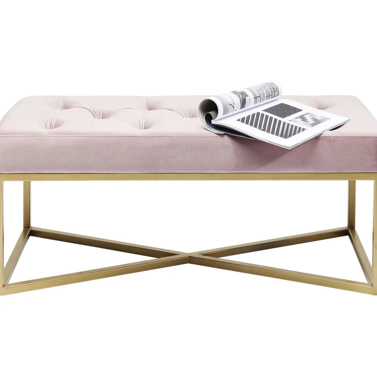 KARE Design Banquettes Rembourrées|Banquette Crossover Rose Laiton 90X40Cm