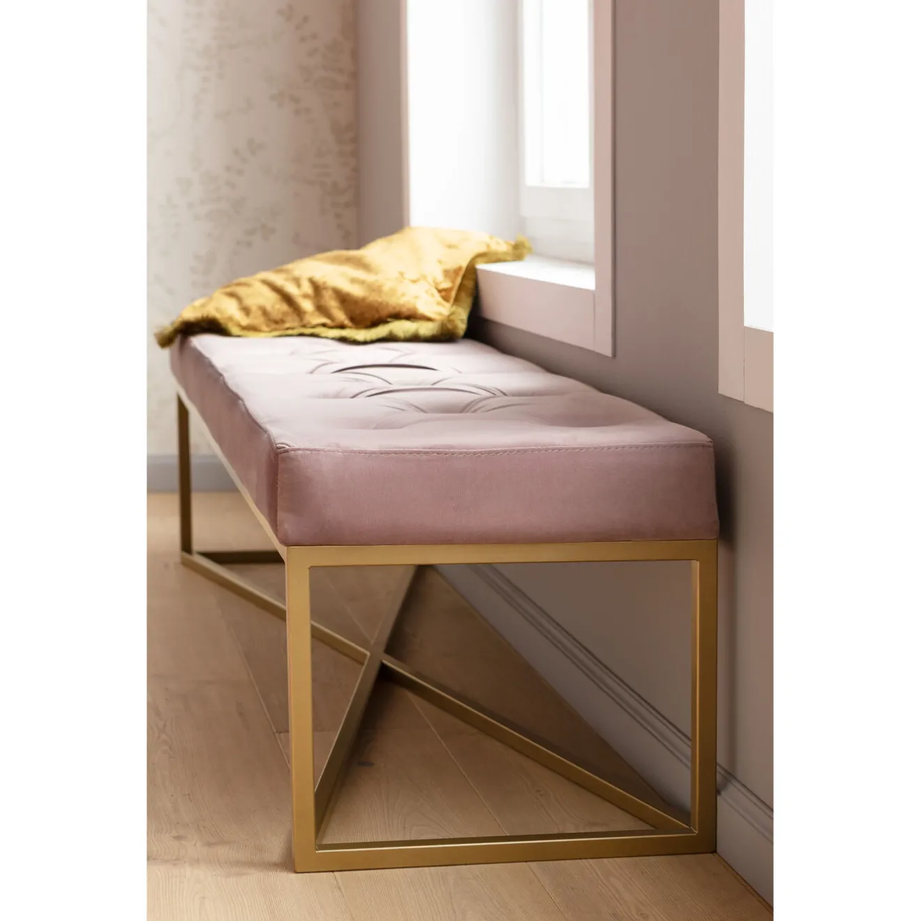 KARE Design Banquettes Rembourrées|Banquette Crossover Rose Laiton 150X40Cm