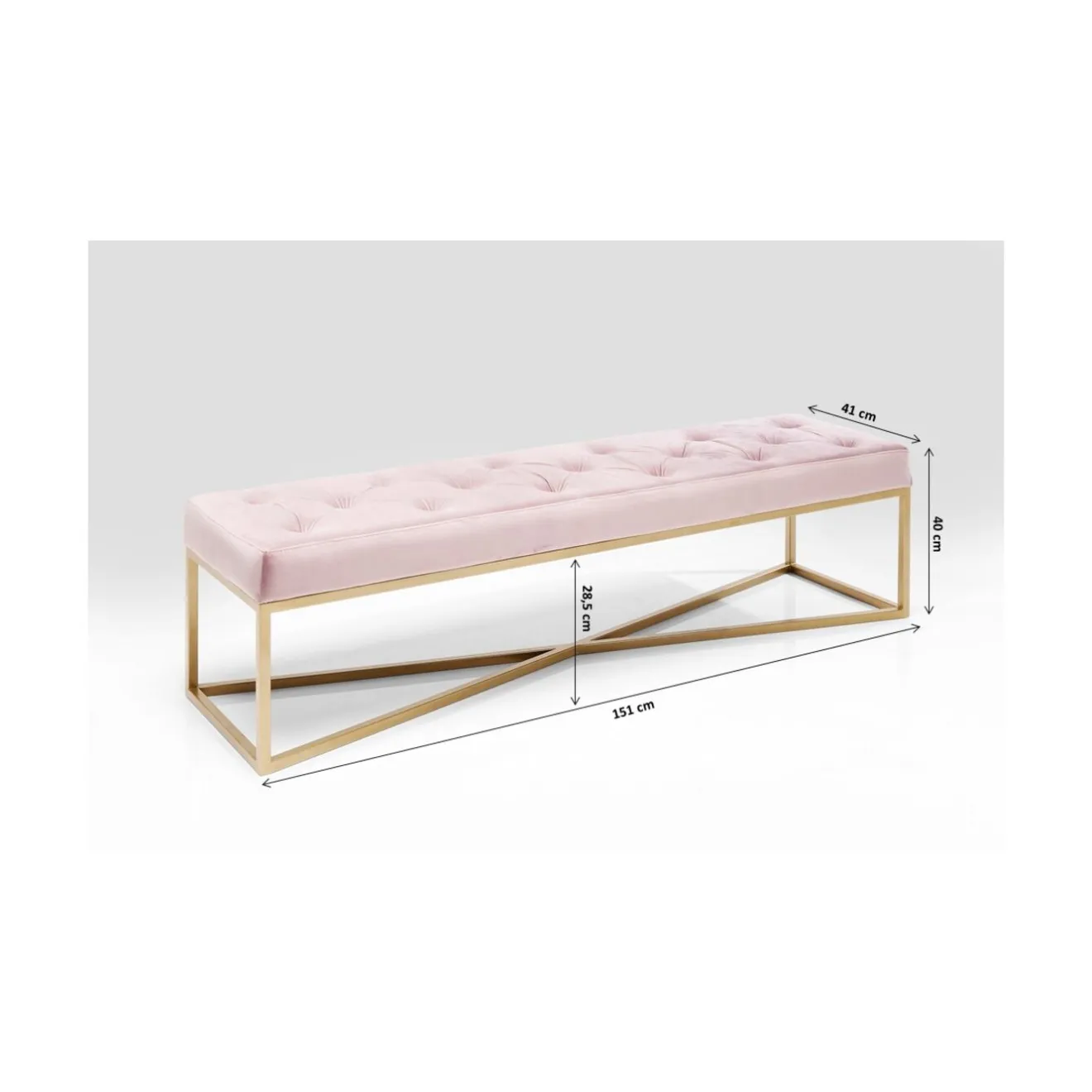 KARE Design Banquettes Rembourrées|Banquette Crossover Rose Laiton 150X40Cm