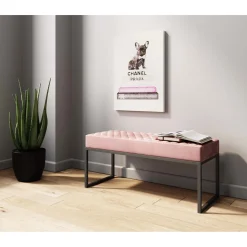 KARE Design Banquettes Rembourrées|Banquette Smart Velours Rose Noir 90Cm