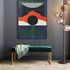 KARE Design Banquettes Rembourrées|Banquette Smart Velours Vert Fonce Laiton 90Cm