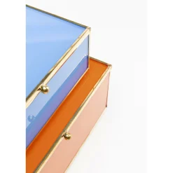 KARE Design Boîtes|Boite Neomi Orange Bleu (2/Set)