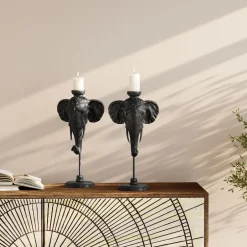 KARE Design Bougeoirs|Bougeoir Elephant Head Noir 49Cm