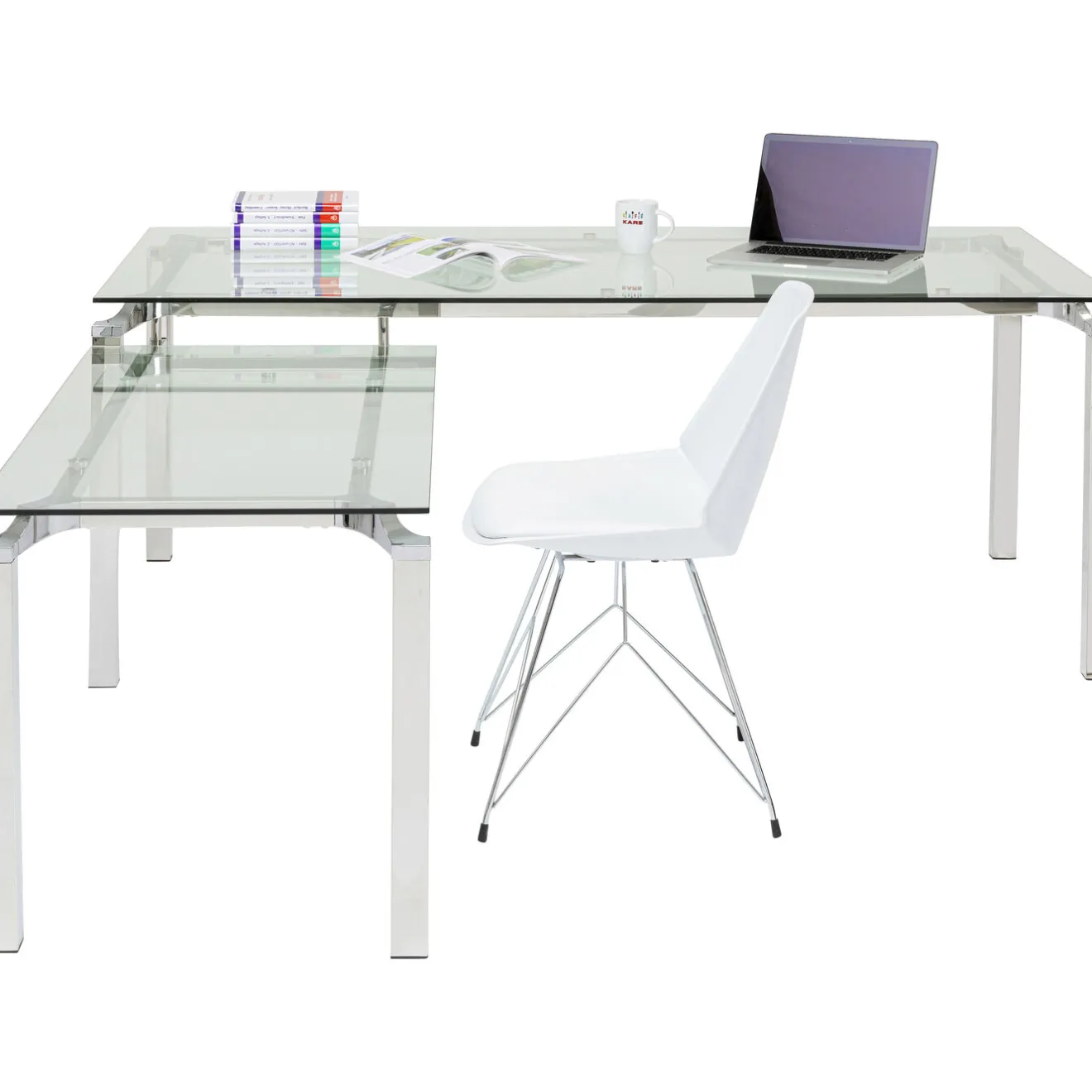 KARE Design Bureaux|Bureau D Angle Lorenco Chrome 210X180Cm
