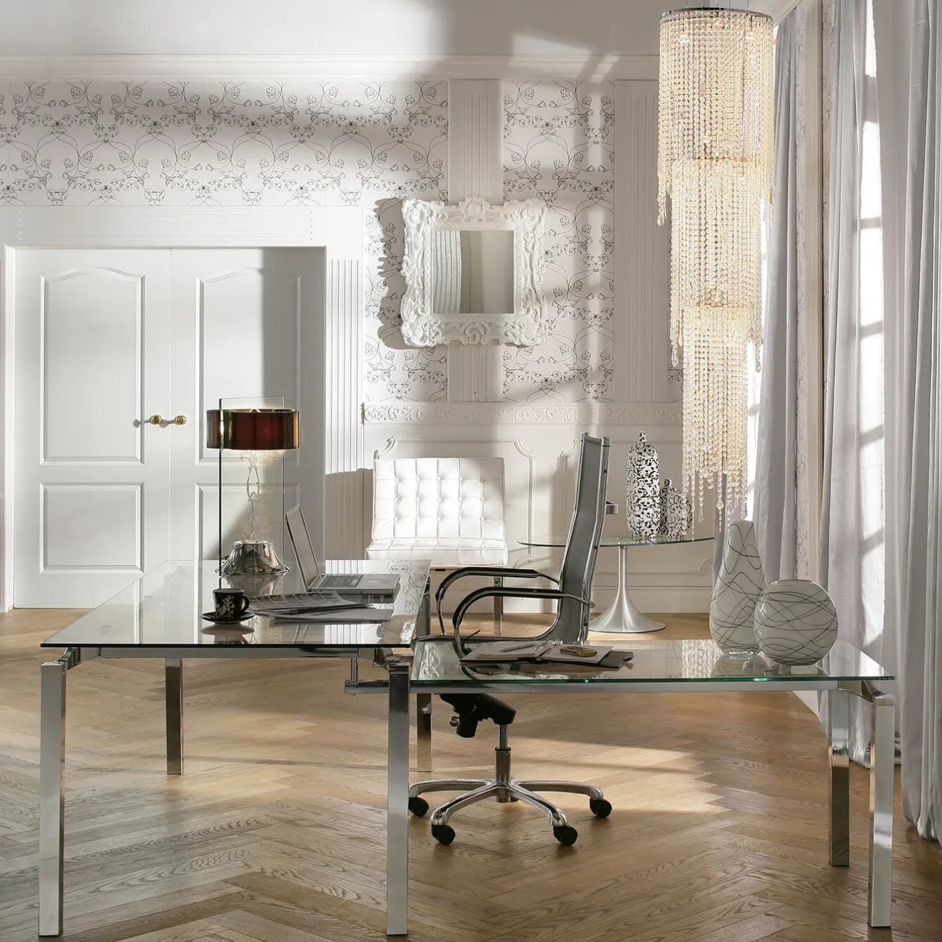 KARE Design Bureaux|Bureau D Angle Lorenco Chrome 210X180Cm