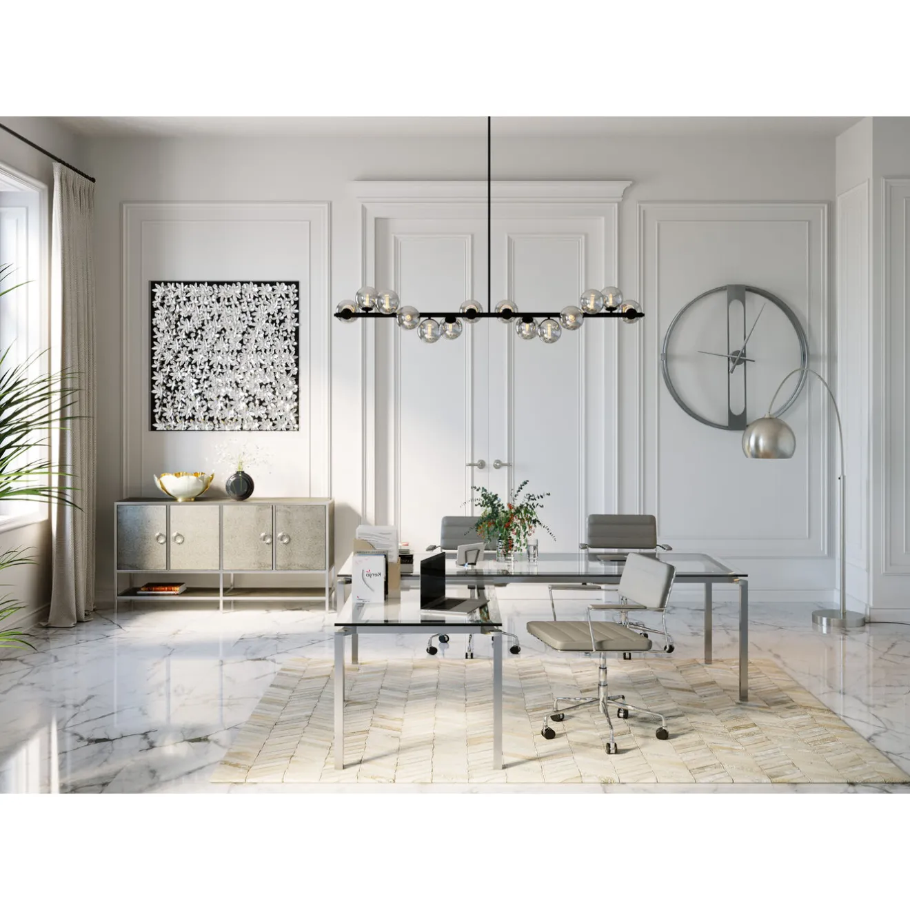 KARE Design Bureaux|Bureau D Angle Lorenco Chrome 210X180Cm