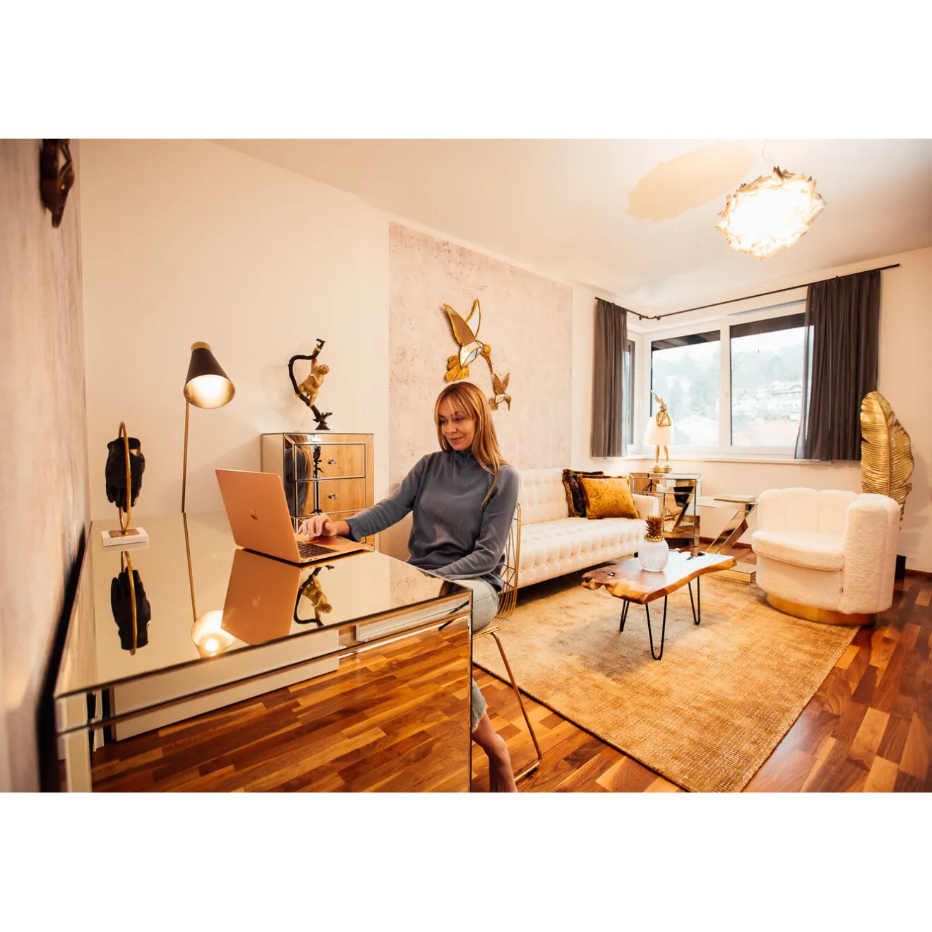 KARE Design Bureaux|Bureau Luxury Champagne 140X60Cm