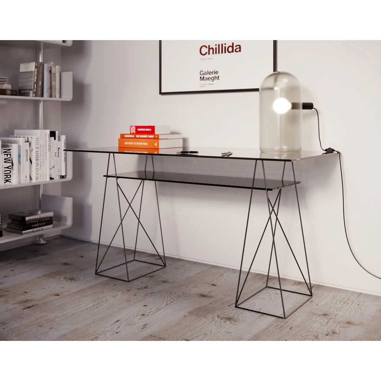 KARE Design Bureaux|Bureau Polar Noir 8Mm Verre Trempe 135X65Cm