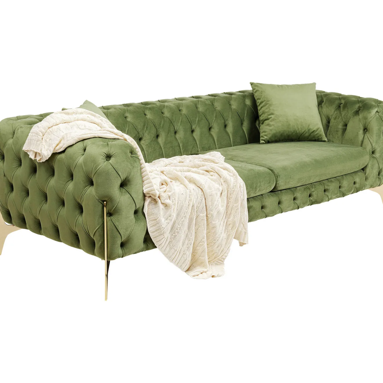 KARE Design 3 Places|Canapés Bellissima 3-Places Velours Vert 240Cm