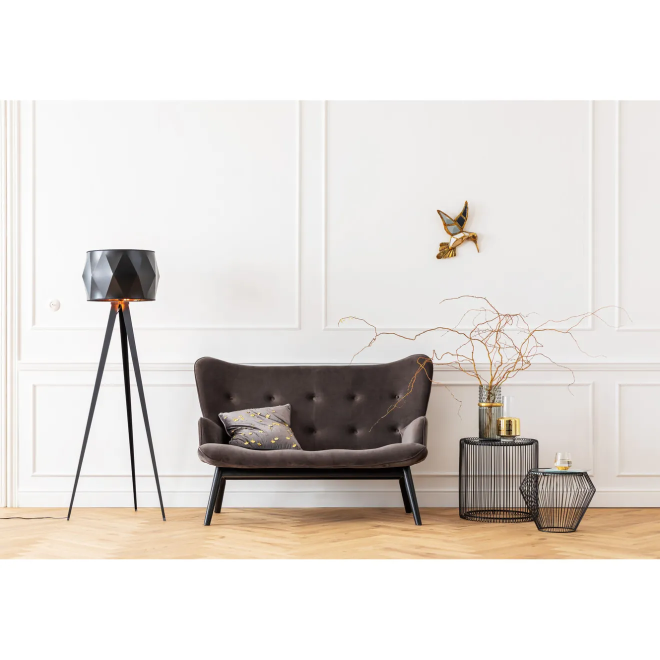 KARE Design 2 Places|Canapés Black Vicky 2-Places Velours Gris