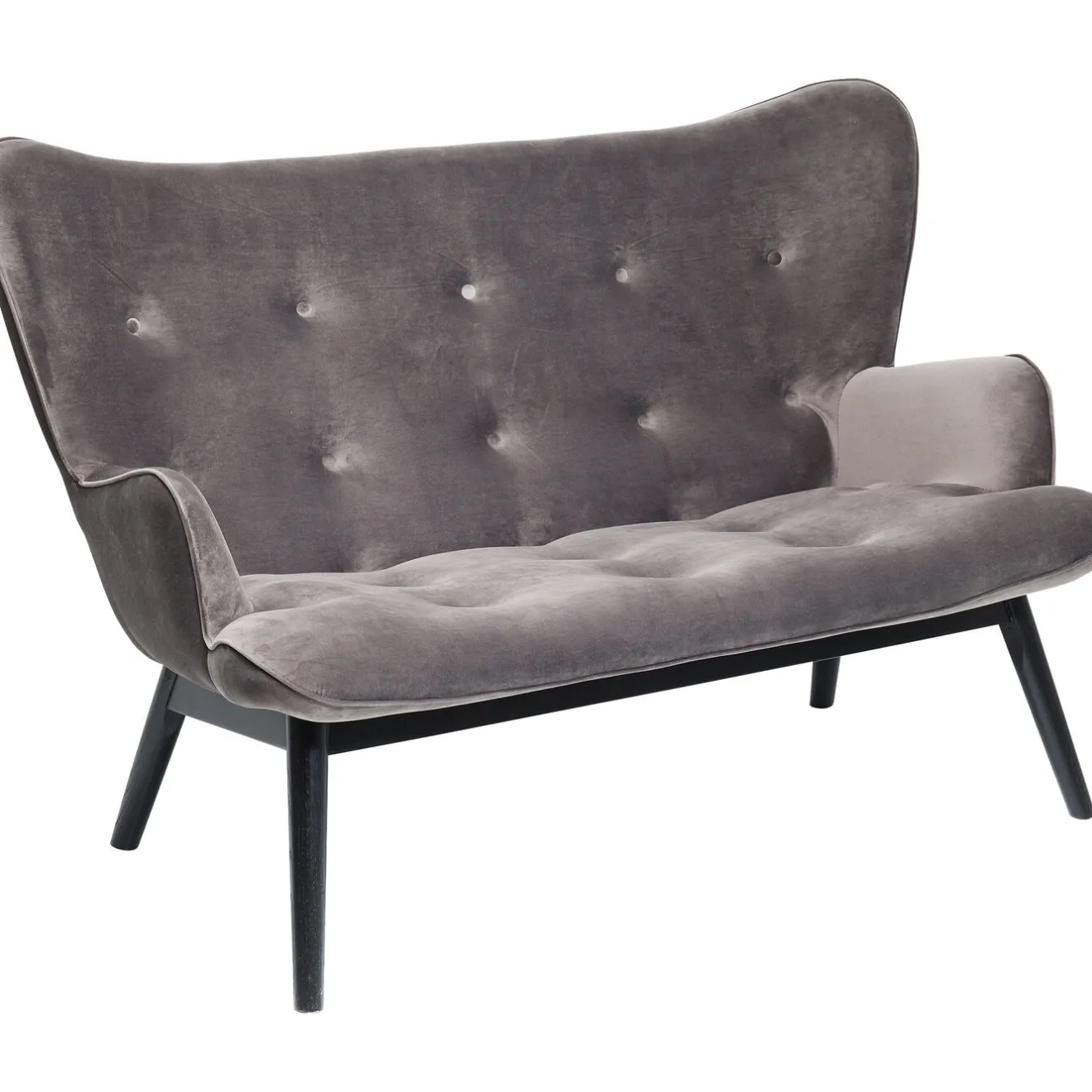 KARE Design 2 Places|Canapés Black Vicky 2-Places Velours Gris