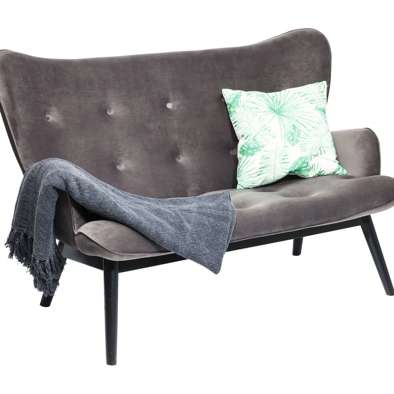 KARE Design 2 Places|Canapés Black Vicky 2-Places Velours Gris