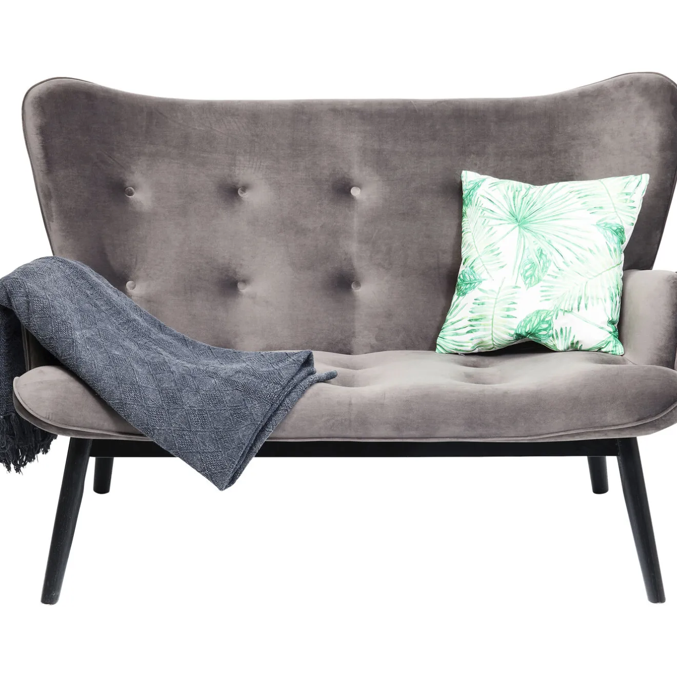 KARE Design 2 Places|Canapés Black Vicky 2-Places Velours Gris