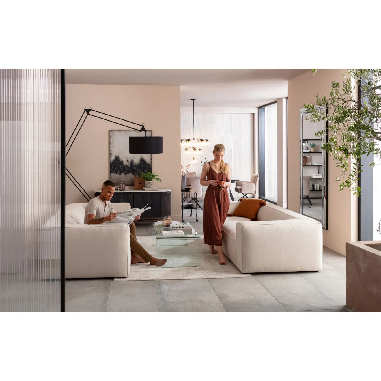 KARE Design 3 Places|Canapés Cubetto 3-Places Creme 220Cm