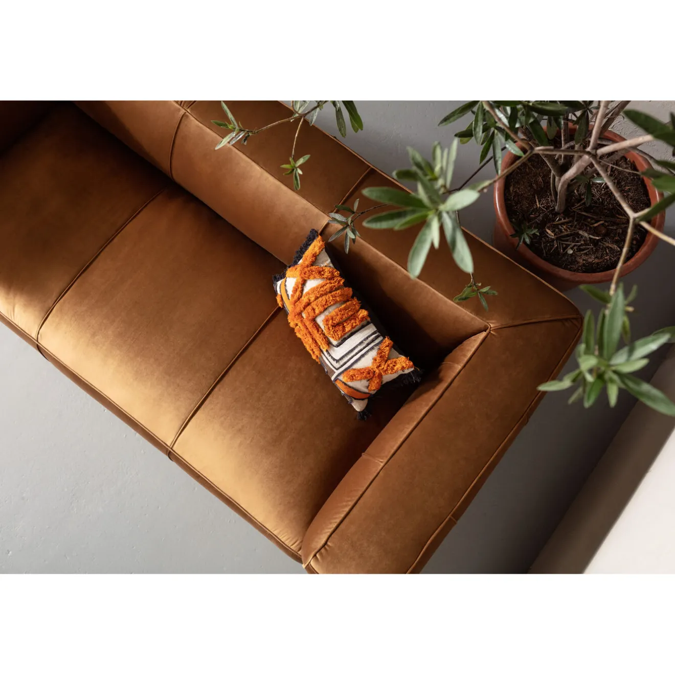 KARE Design 3 Places|Canapés Cubetto 3-Places Velours Marron 220Cm