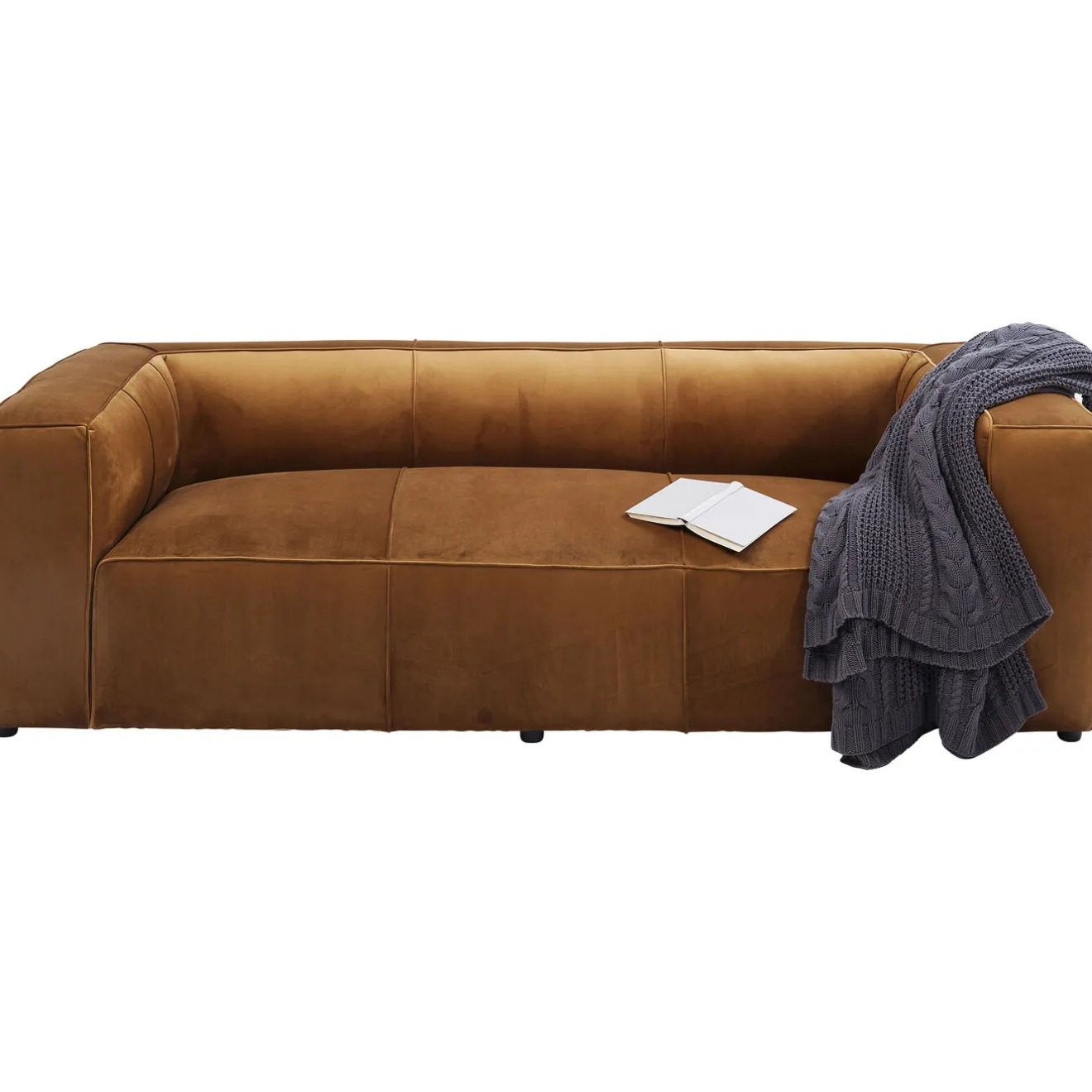KARE Design 3 Places|Canapés Cubetto 3-Places Velours Marron 220Cm