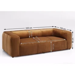 KARE Design 3 Places|Canapés Cubetto 3-Places Velours Marron 220Cm