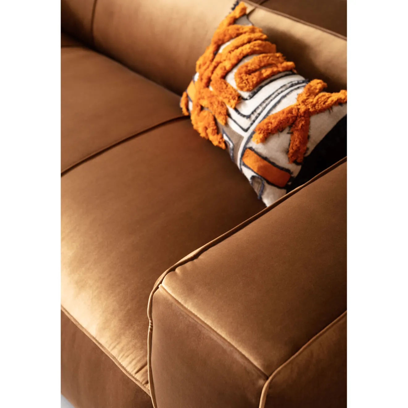 KARE Design 3 Places|Canapés Cubetto 3-Places Velours Marron 220Cm