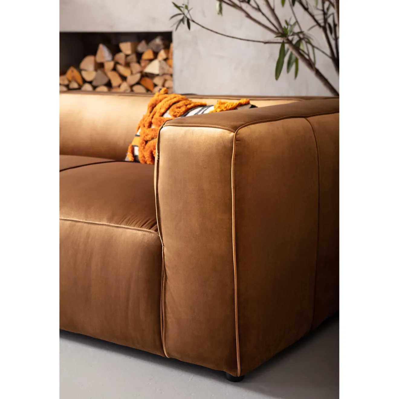 KARE Design 3 Places|Canapés Cubetto 3-Places Velours Marron 220Cm