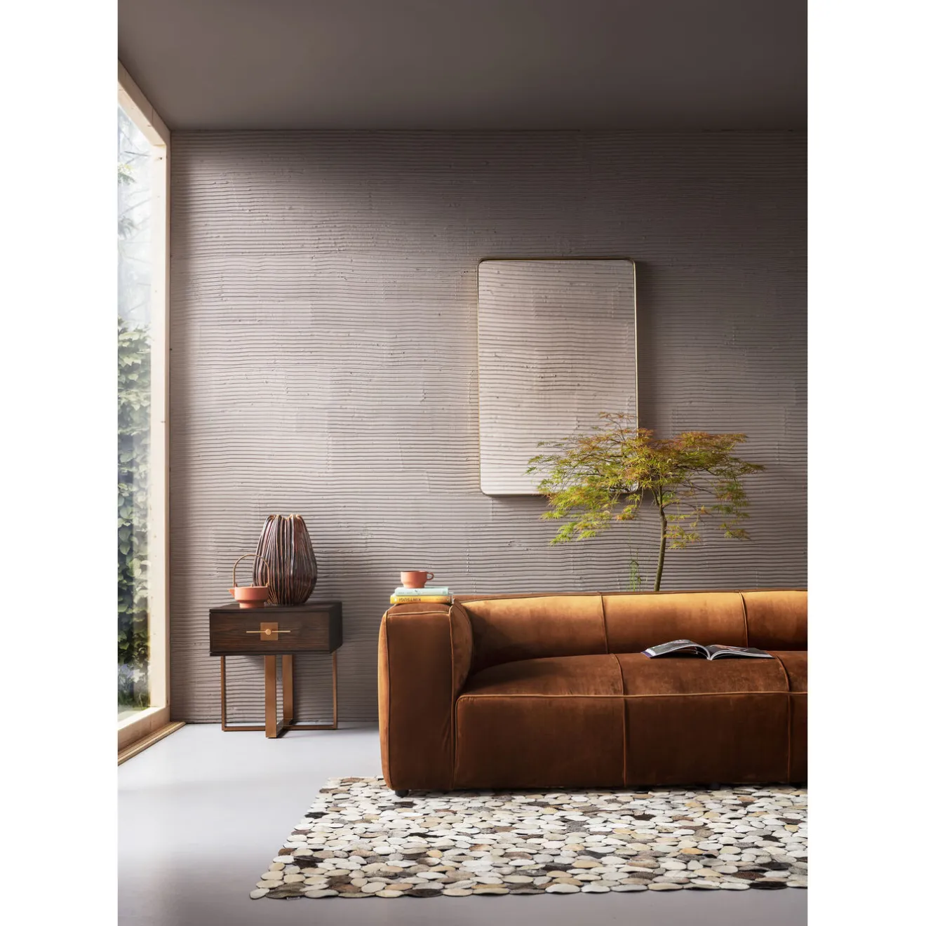 KARE Design 3 Places|Canapés Cubetto 3-Places Velours Marron 220Cm