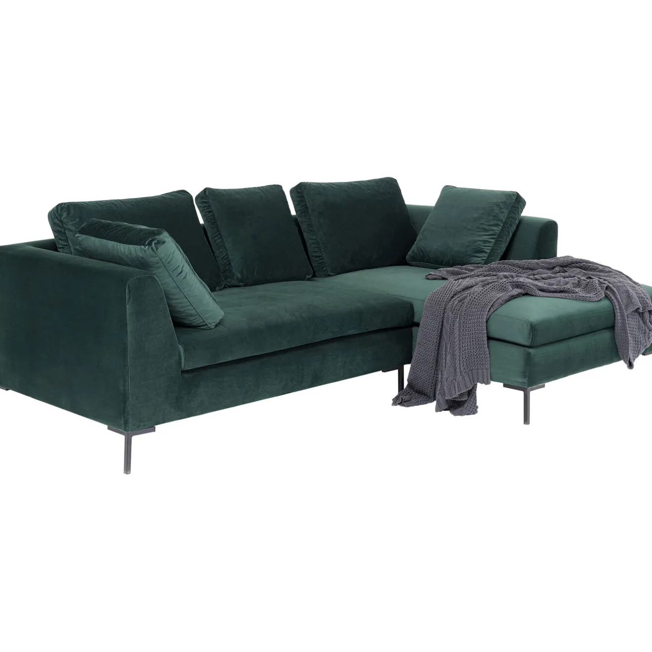 KARE Design Canapés D'Angle|Canapés D Angle Gianni Pm Velours Vert Fonce Droite