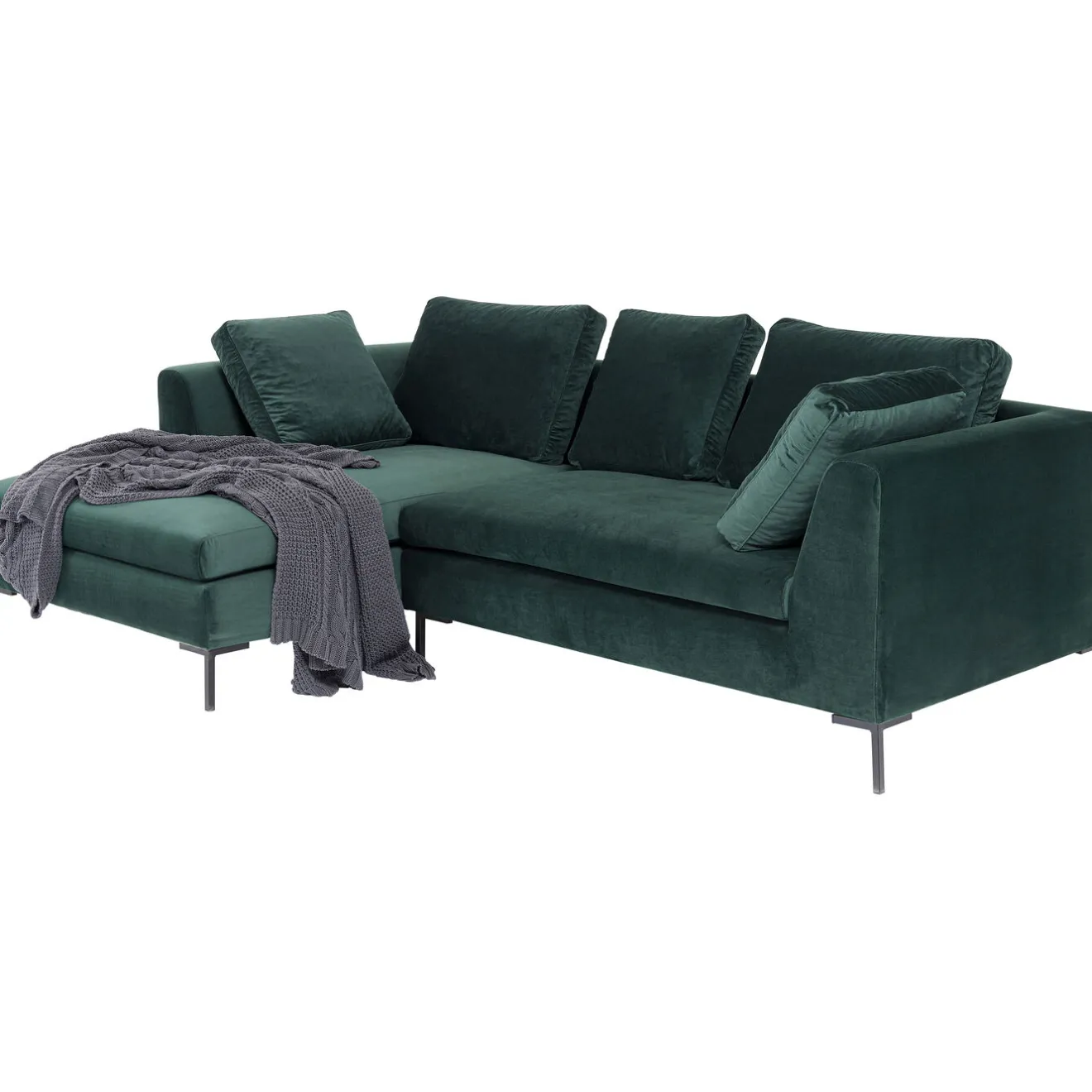 KARE Design Canapés D'Angle|Canapés D Angle Gianni Pm Velours Vert Fonce Gauche