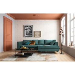 KARE Design Canapés D'Angle|Canapés D Angle Gianni Velours Vert Droite Noir