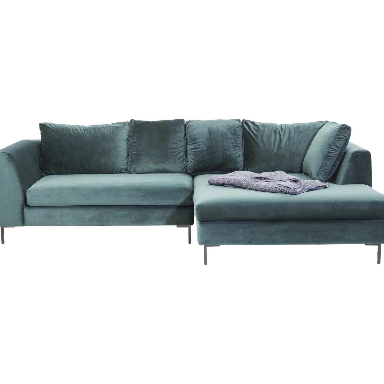 KARE Design Canapés D'Angle|Canapés D Angle Gianni Velours Vert Droite Noir