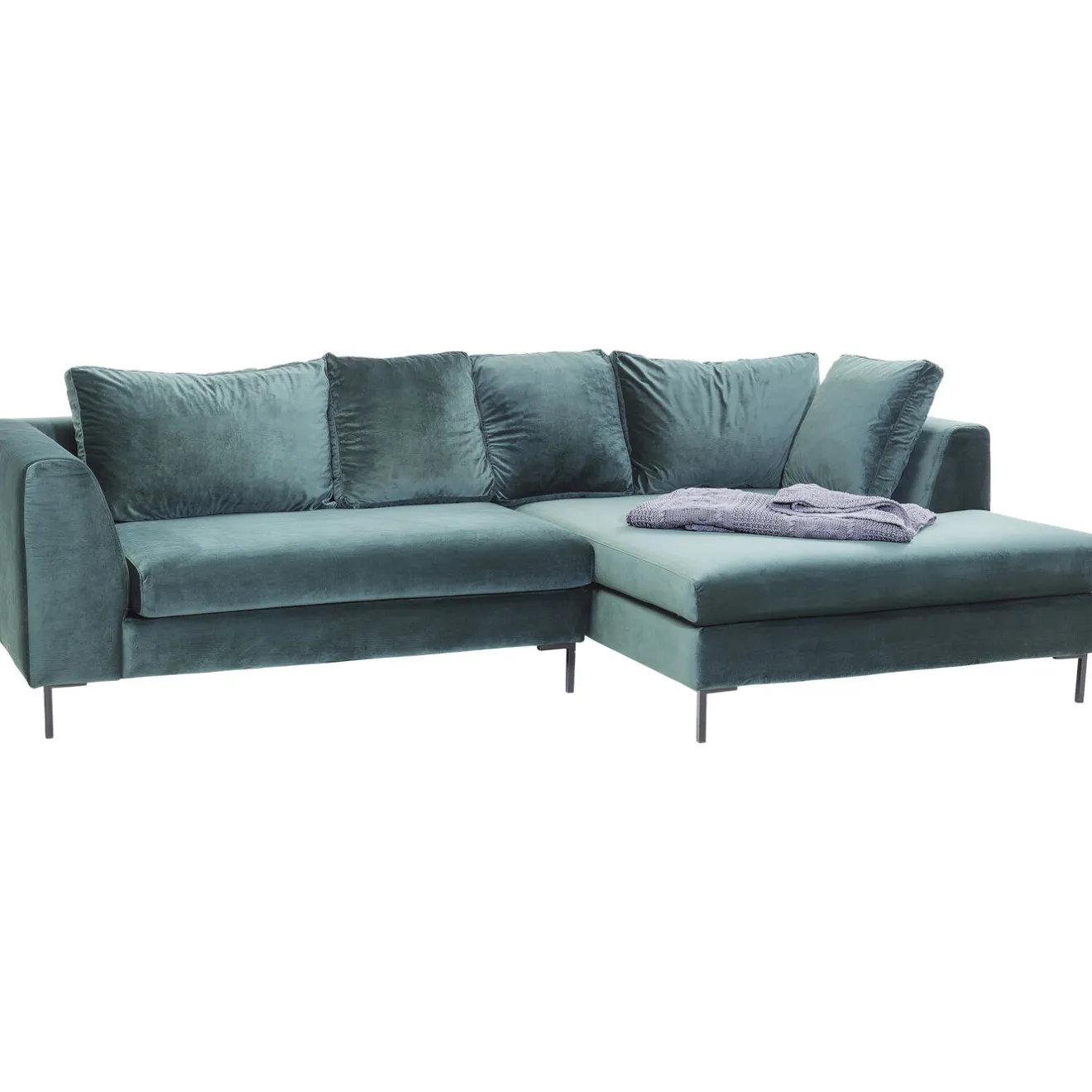 KARE Design Canapés D'Angle|Canapés D Angle Gianni Velours Vert Droite Noir