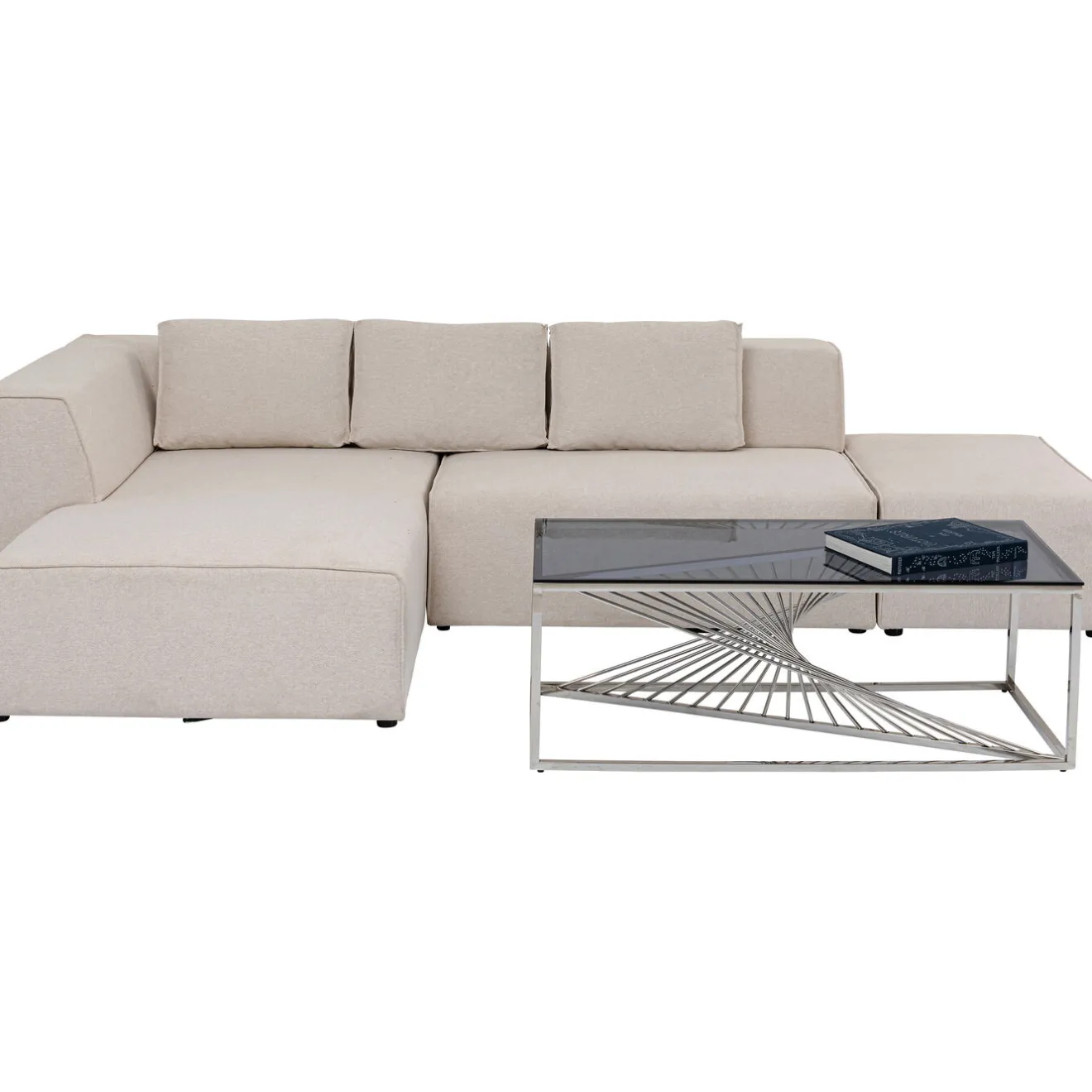 KARE Design Canapés D'Angle|Canapés D Angle Infinity Ottomane Creme Gauche