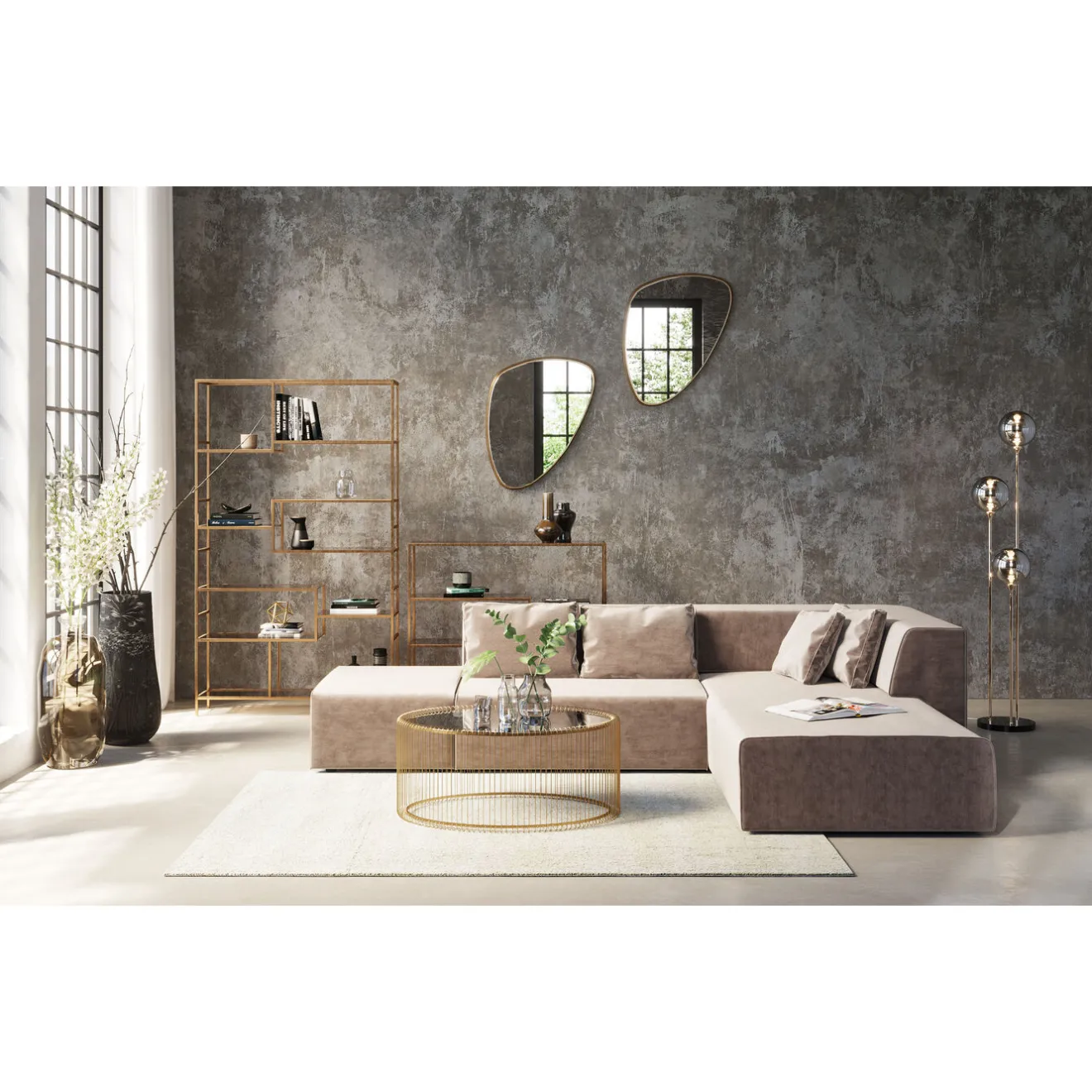 KARE Design Canapés D'Angle|Canapés D Angle Infinity Velvet Taupe Droite