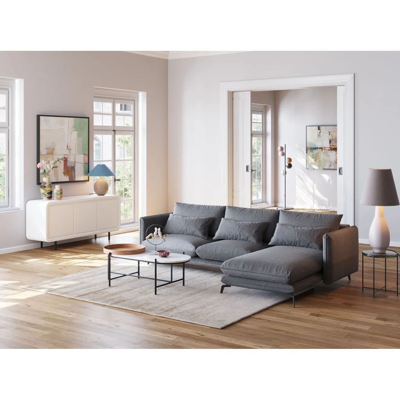 KARE Design Canapés D'Angle|Canapés D Angle Monza Droite Gris 296Cm