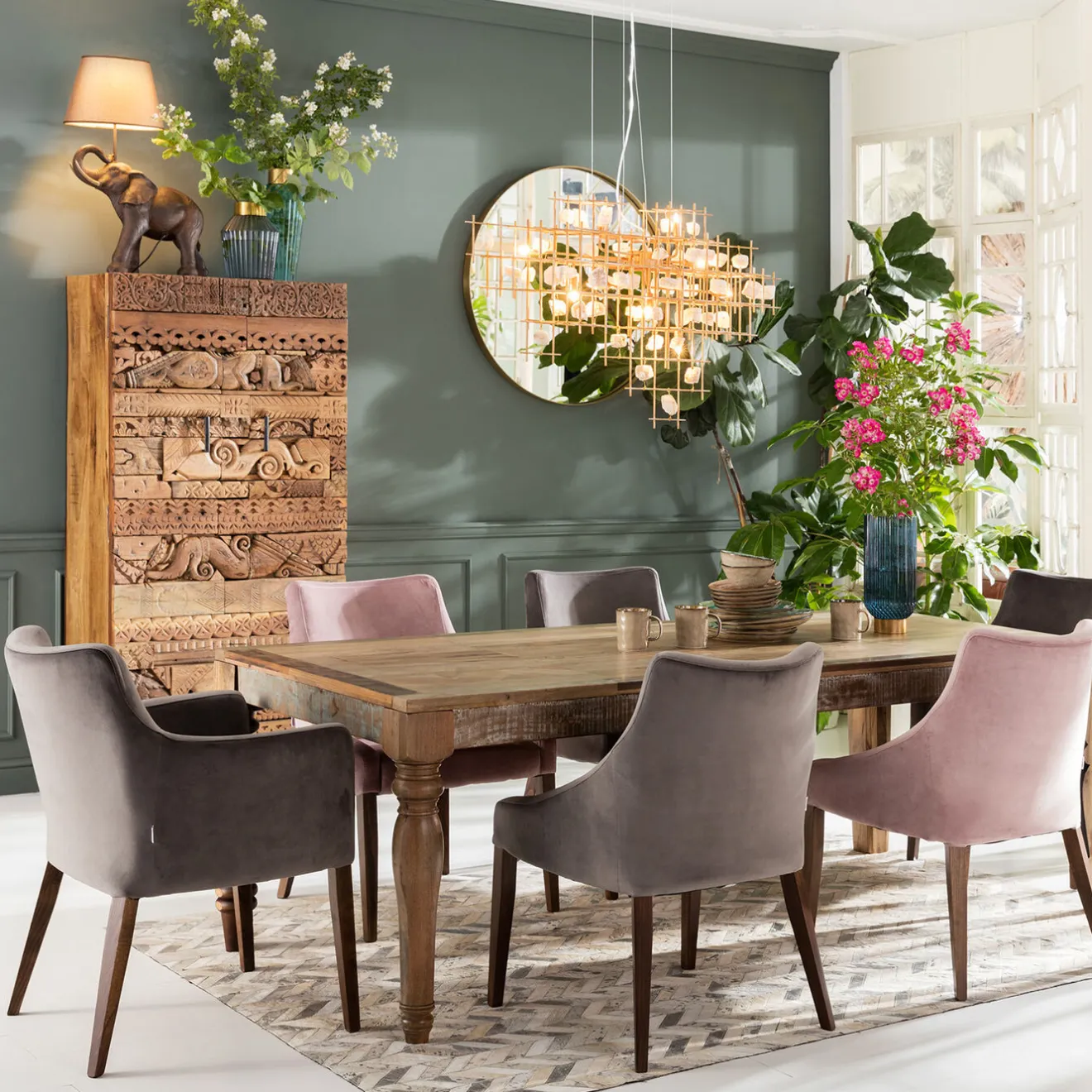 KARE Design Chaises Avec Accoudoirs|Chaise A. Acc. Mode Velours Gris