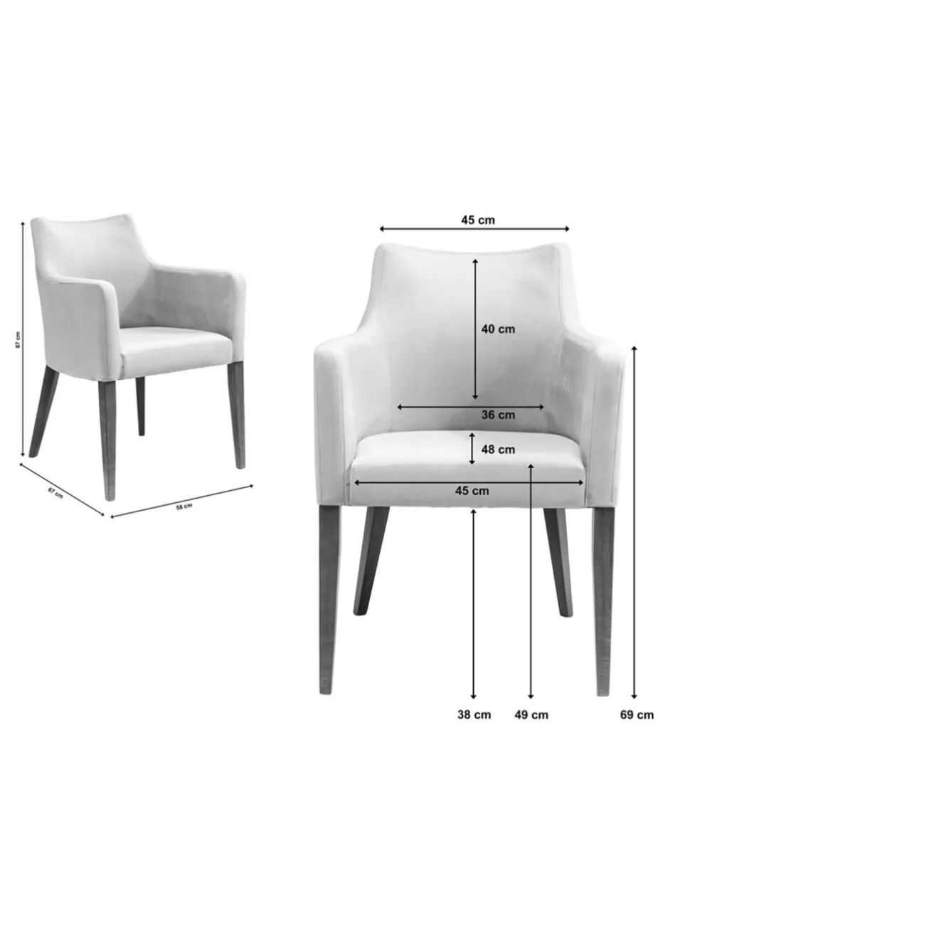 KARE Design Chaises Avec Accoudoirs|Chaise A. Acc. Mode Velours Gris