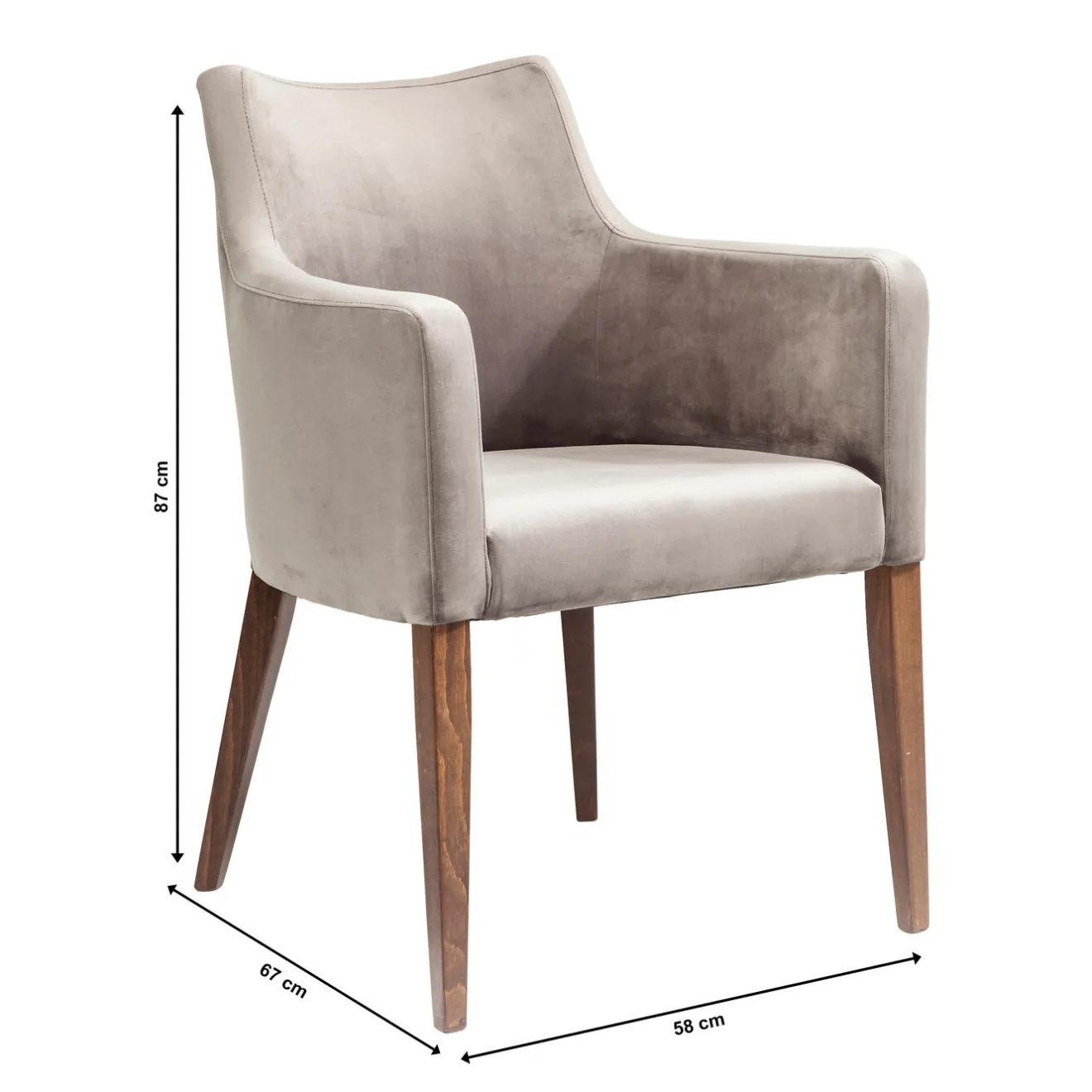 KARE Design Chaises Avec Accoudoirs|Chaise A. Acc. Mode Velours Gris