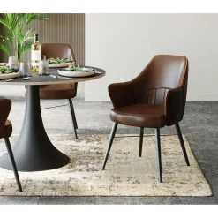 KARE Design Chaises Avec Accoudoirs|Chaise A. Acc. Rumba.Cuir Marron