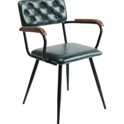 KARE Design Chaises Avec Accoudoirs|Chaise A. Acc. Salsa.Cuir Vert Fonce