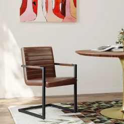 KARE Design Chaises Cantilever|Chaise Cantilever Lola Cuir Marron