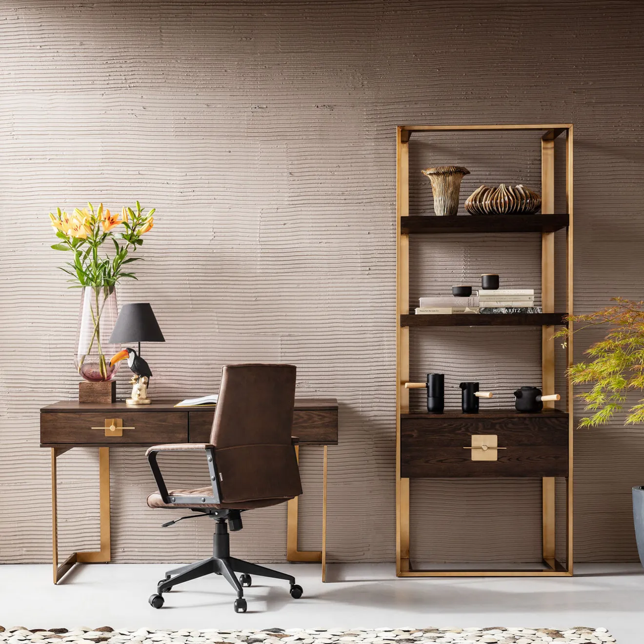 KARE Design Chaise De Bureau|Chaise De Bureau Pivotante Labora Marron