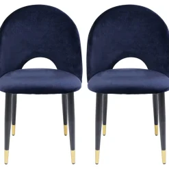 KARE Design Chaises|Chaise Iris Velours Bleu (2/Set)