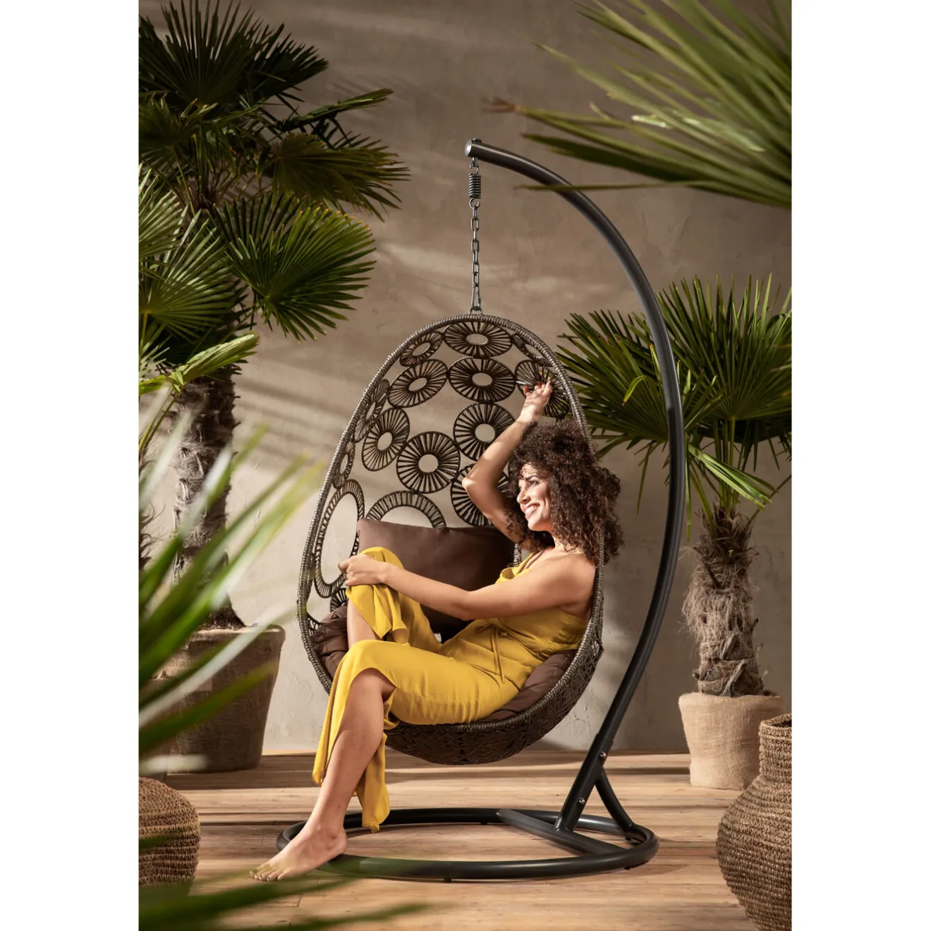 KARE Design Autres Meubles Extérieurs|Chaise Suspendue Ibiza Marron