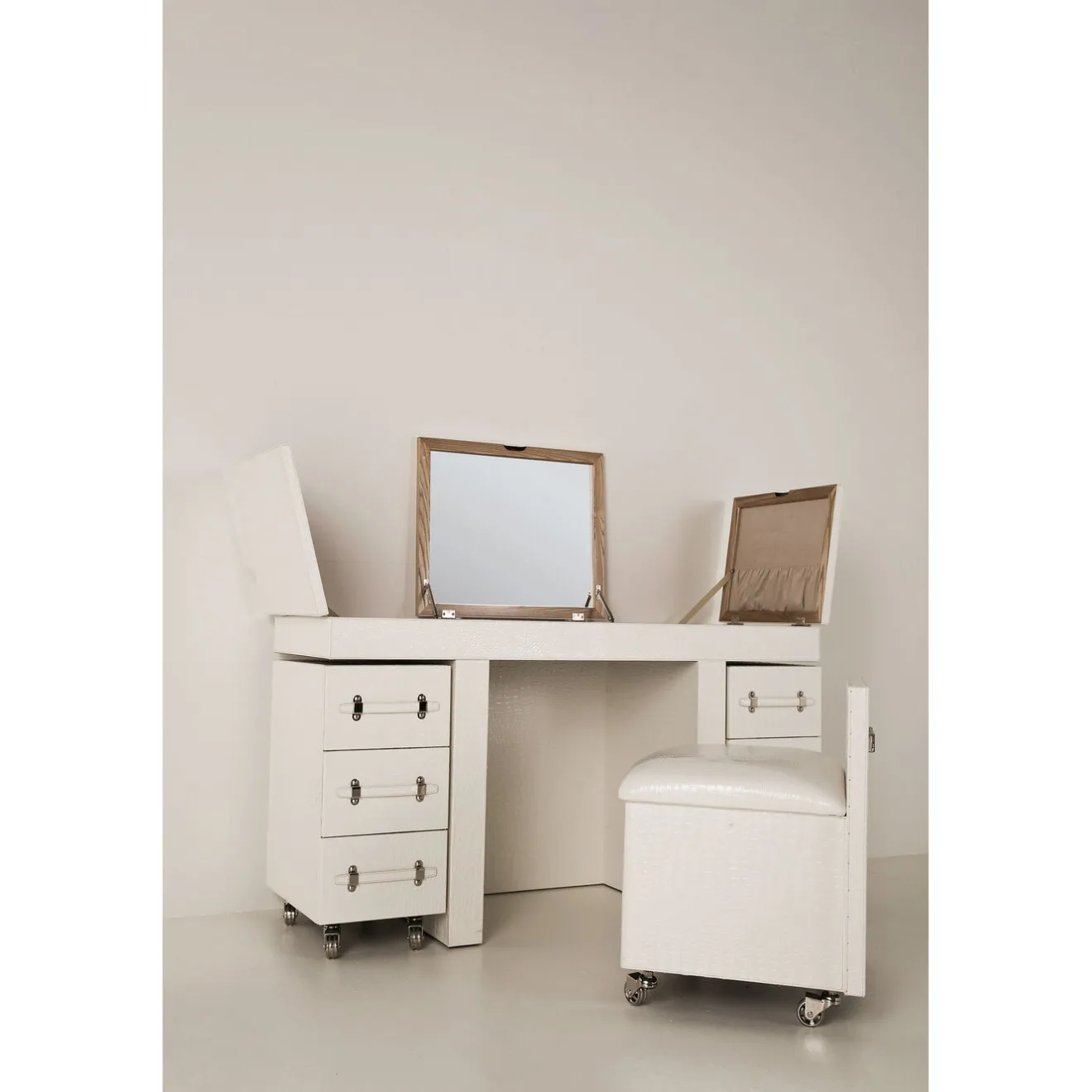 KARE Design Coiffeuses|Coiffeuse Diva Croco Blanche (4 Pcs)