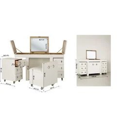 KARE Design Coiffeuses|Coiffeuse Diva Croco Blanche (4 Pcs)