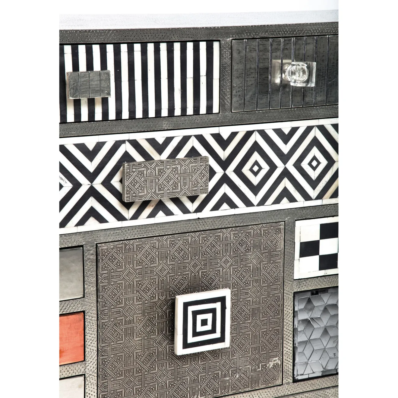 KARE Design Buffets Hauts|Commode Haute Chalet Argent 13 Tiroirs