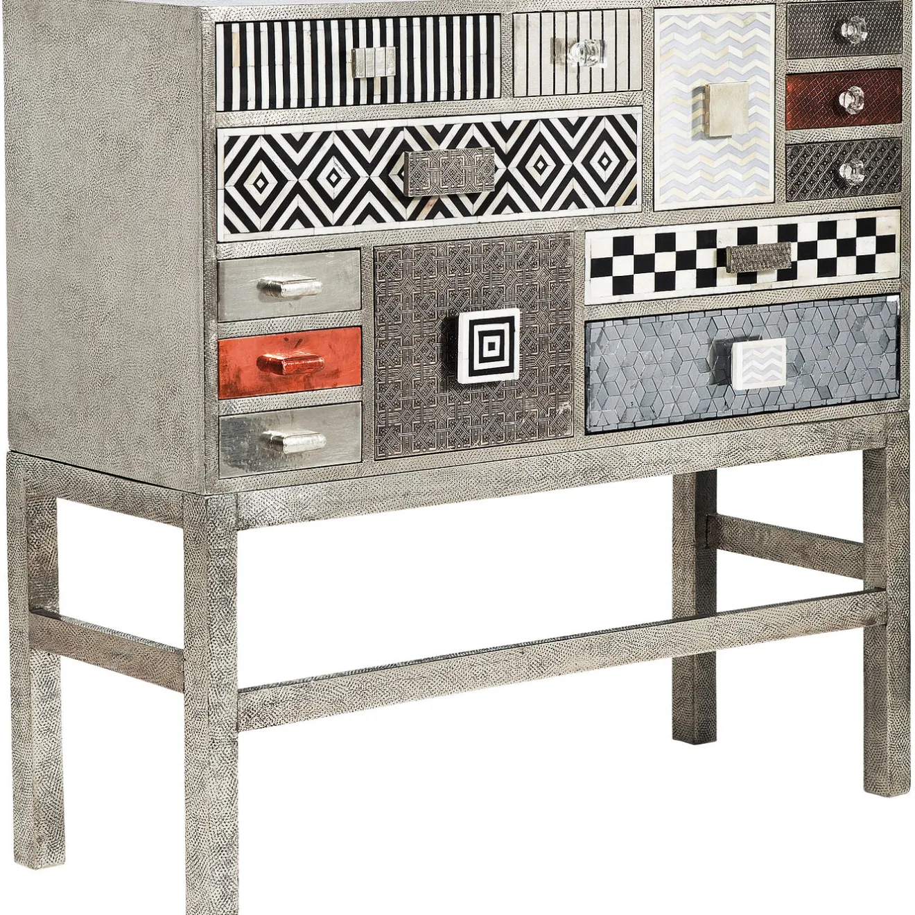 KARE Design Buffets Hauts|Commode Haute Chalet Argent 13 Tiroirs