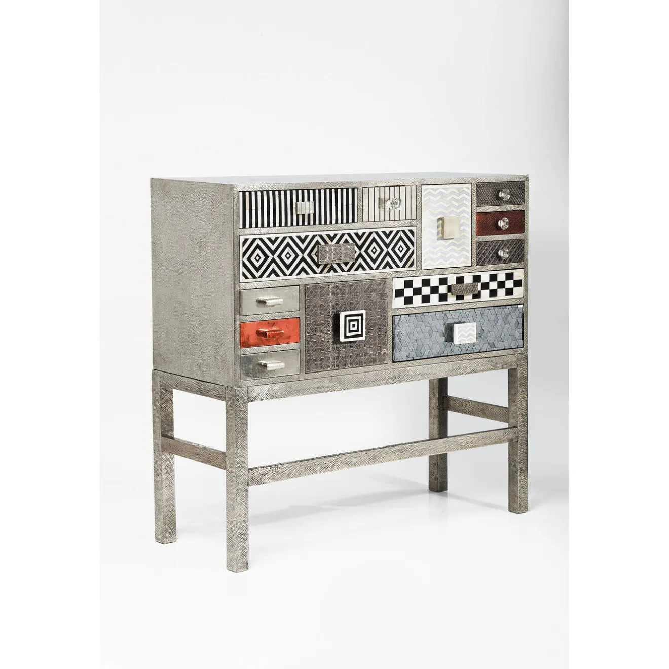 KARE Design Buffets Hauts|Commode Haute Chalet Argent 13 Tiroirs