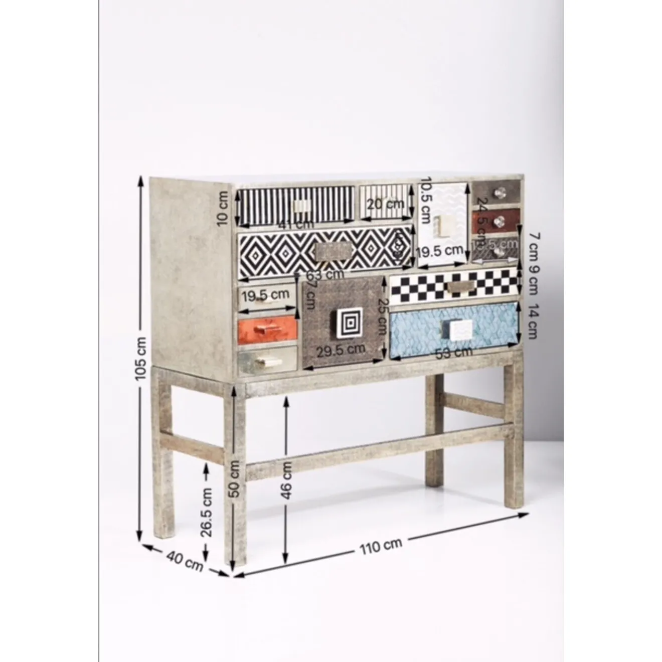 KARE Design Buffets Hauts|Commode Haute Chalet Argent 13 Tiroirs