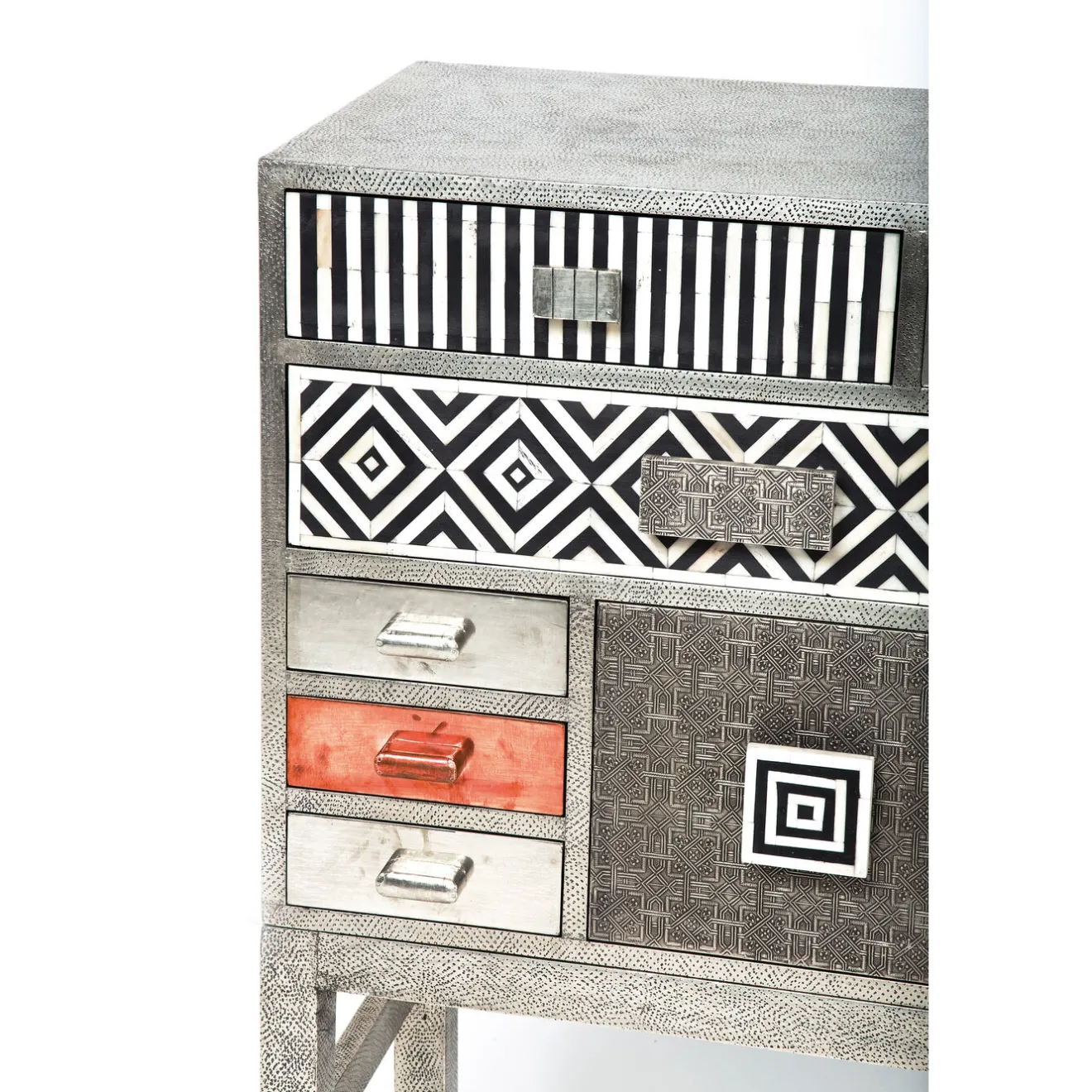 KARE Design Buffets Hauts|Commode Haute Chalet Argent 13 Tiroirs